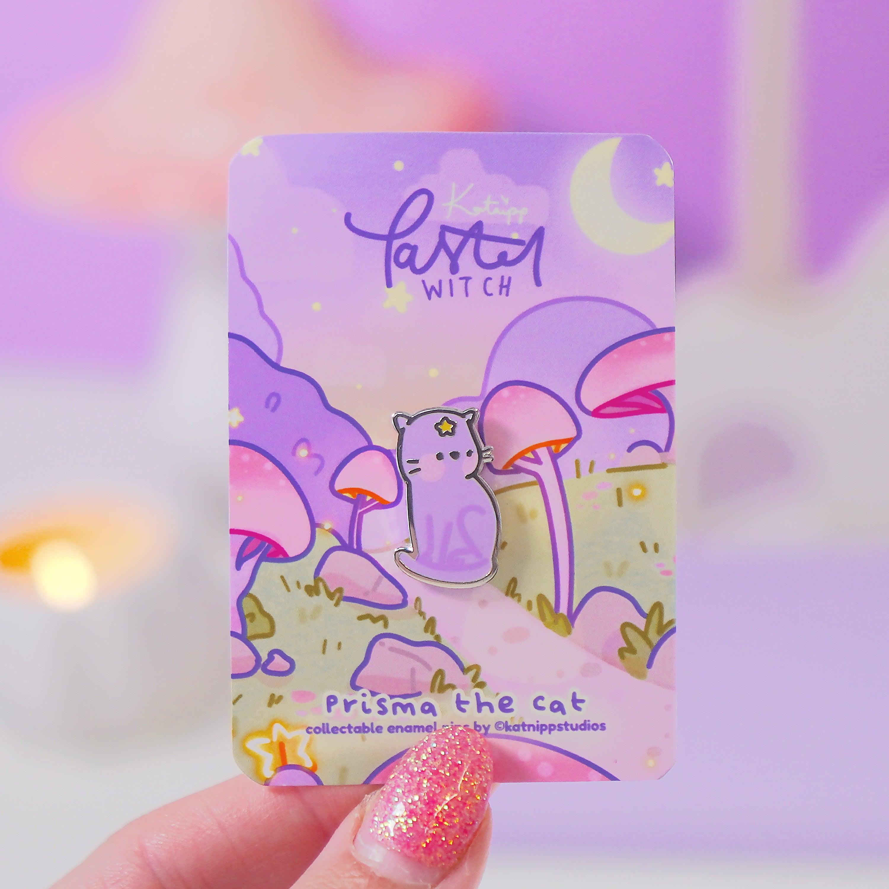 Prisma the Pastel Witch Cat Enamel Pin - Katnipp Studios