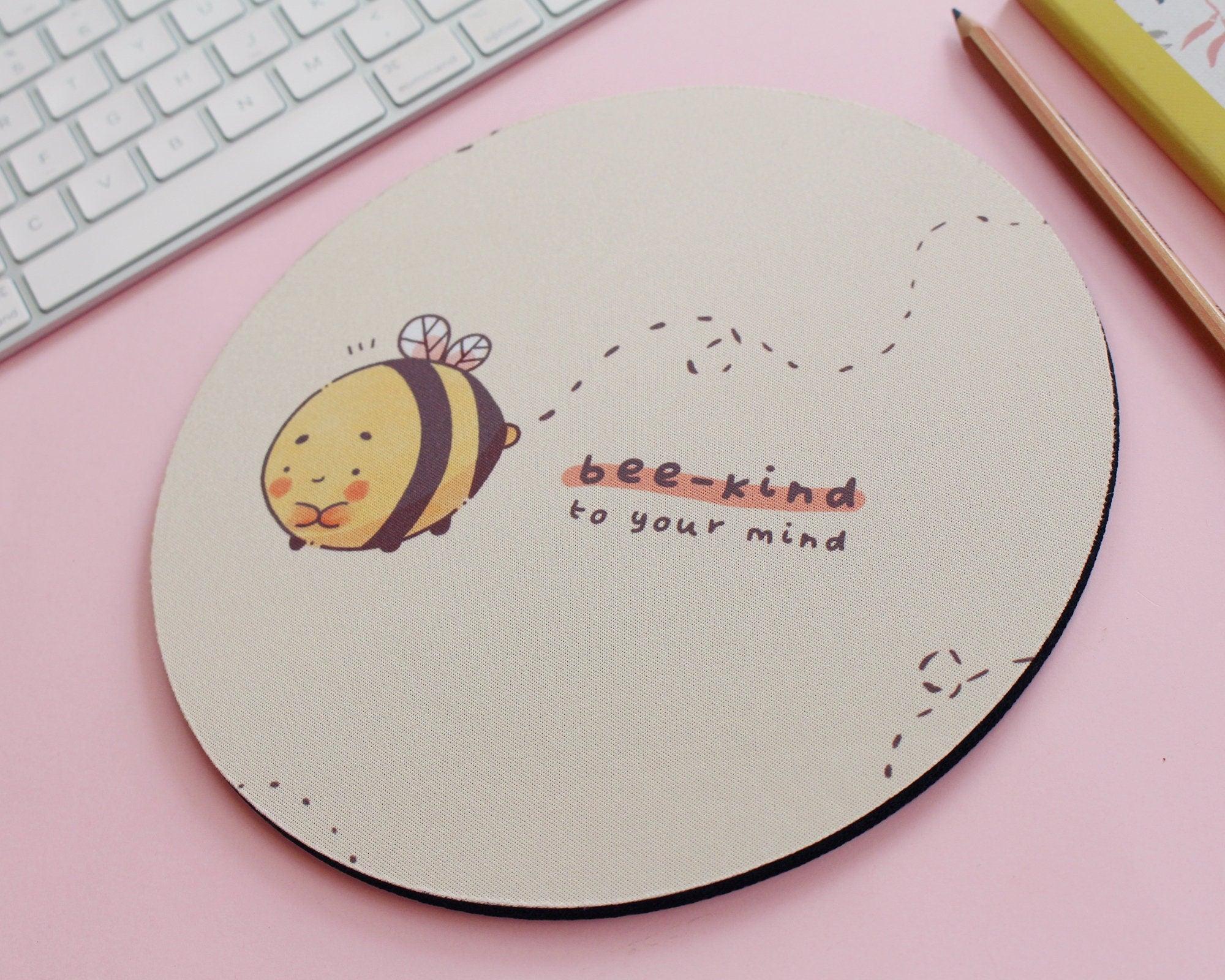 Kawaii Bumblebutt Mouse Mat - Hand-printed original design to brighten up your workspace. 2