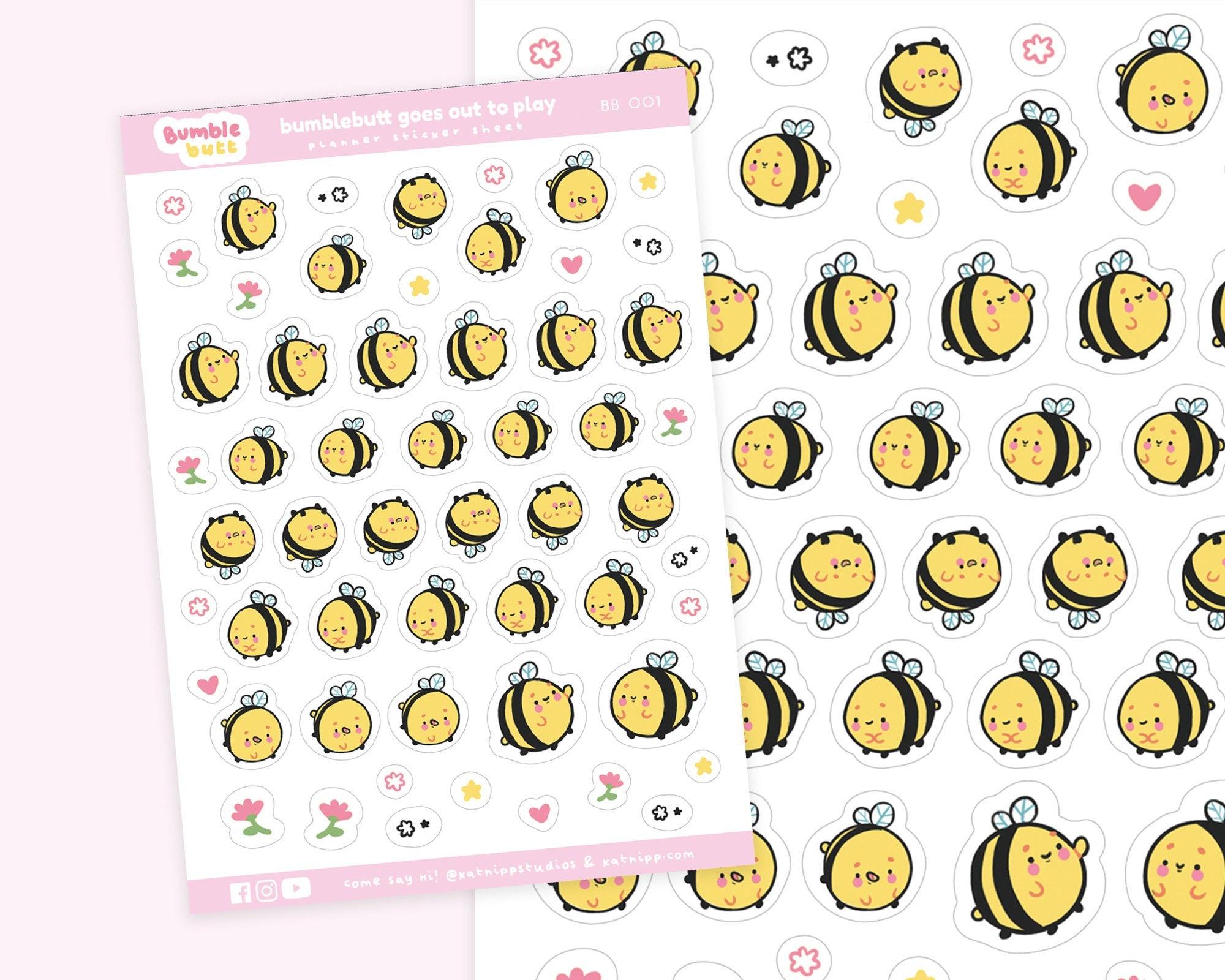 Adorable Bumblebutt Bumblebee Planner Stickers - Handmade originals for your planner.