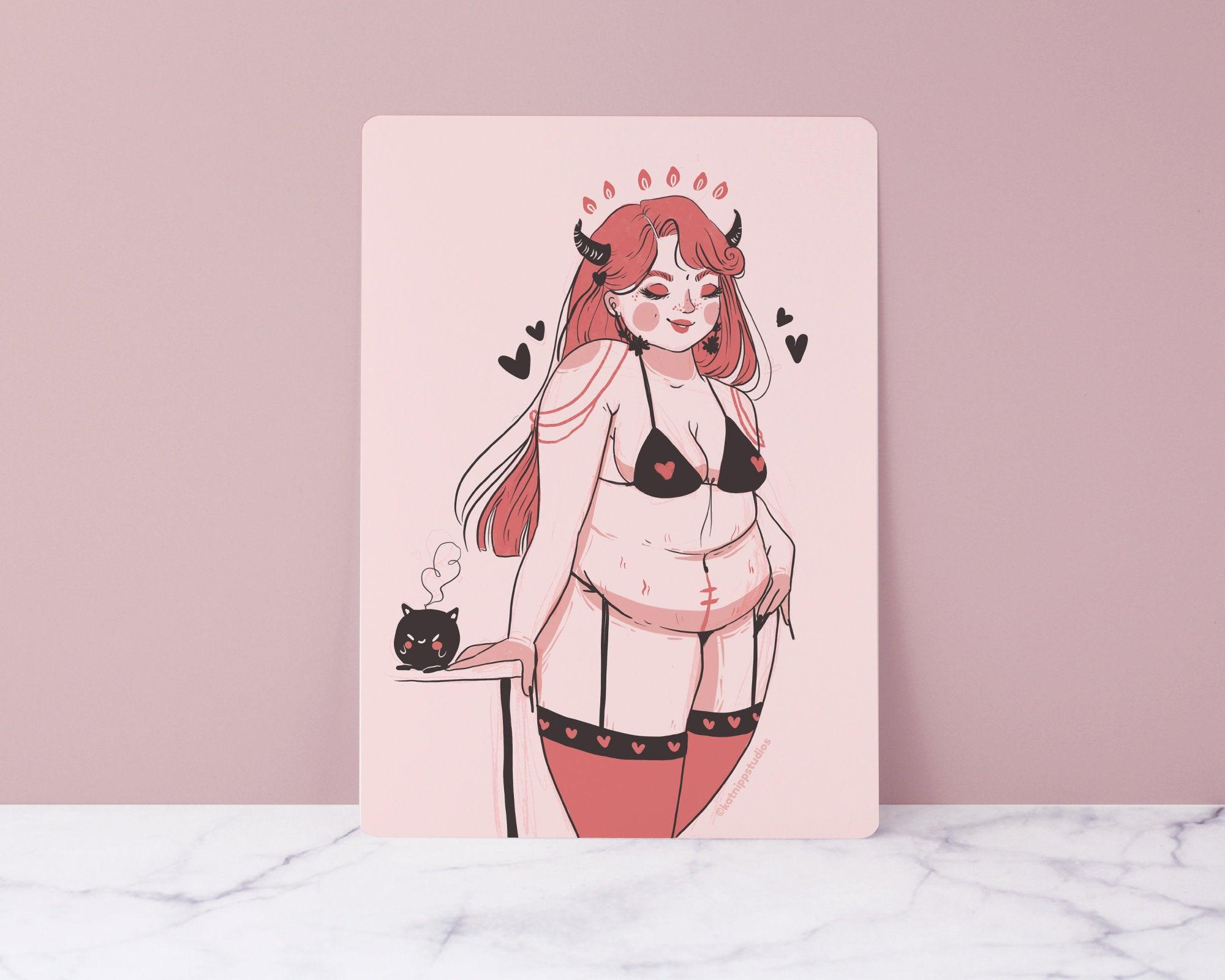 Body Positive Curvy Redhead Art Print - Various Sizes 2