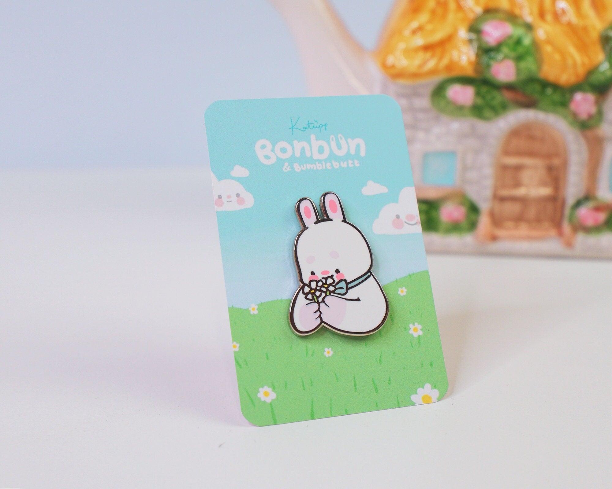 Bonbun The Little Bunny Enamel Pin - Cute bunny pin accessory for clothing or bags.