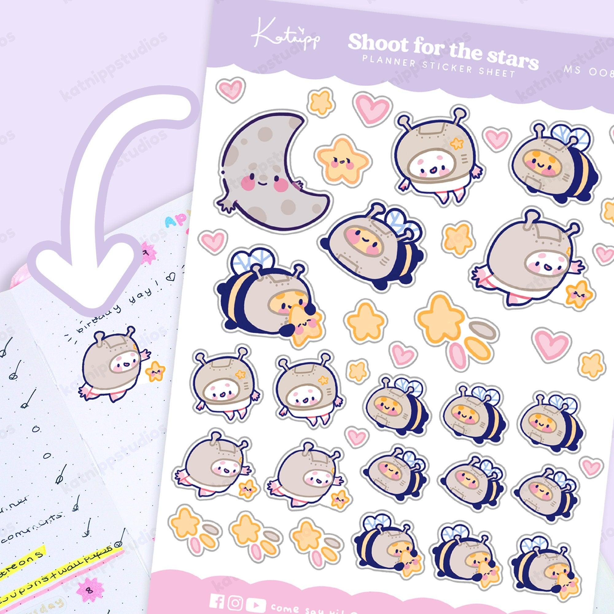 mage of Bumblebutt and Marshie celestial planner stickers (MS 008) on a white background.