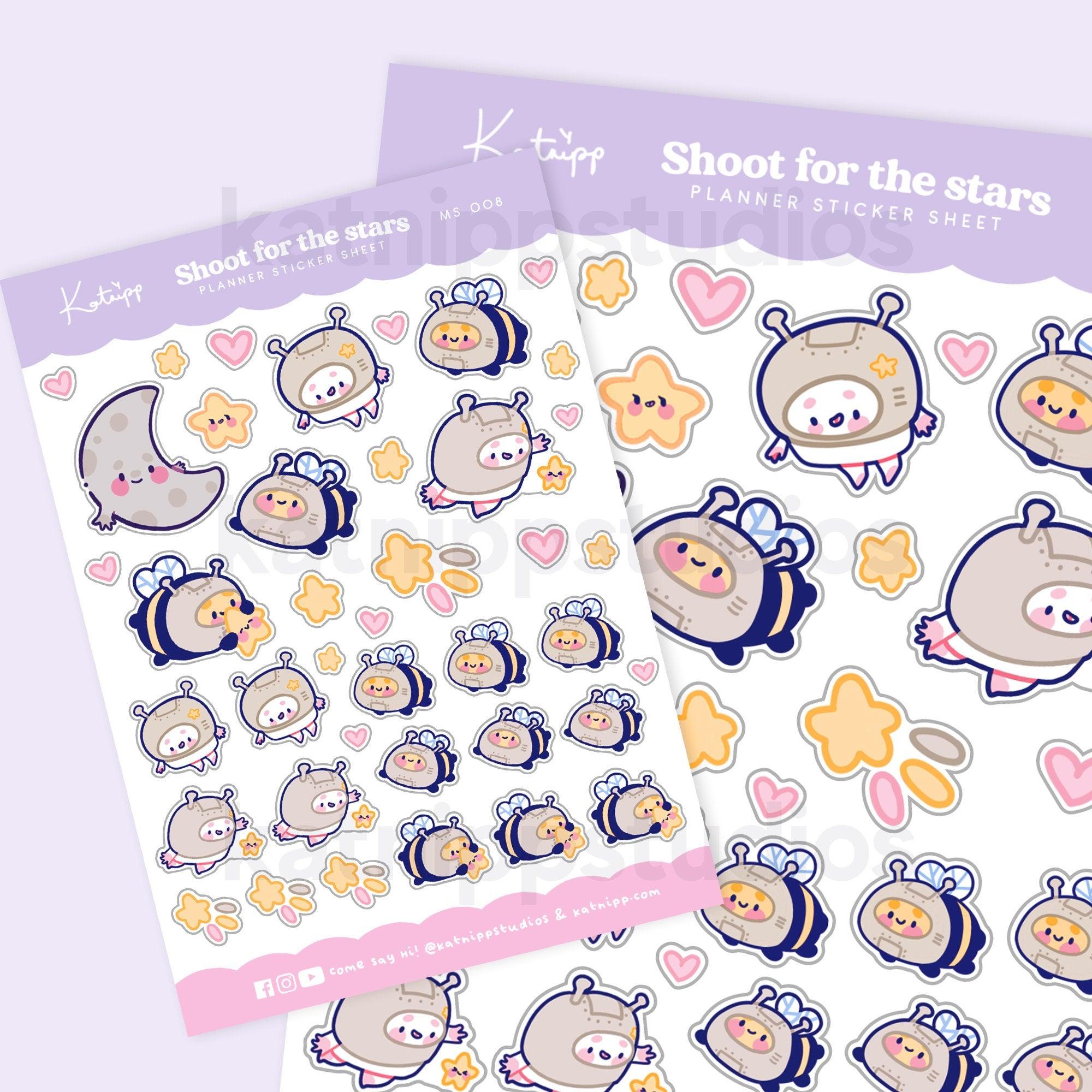 mage of Bumblebutt and Marshie celestial planner stickers (MS 008) on a white background. 2