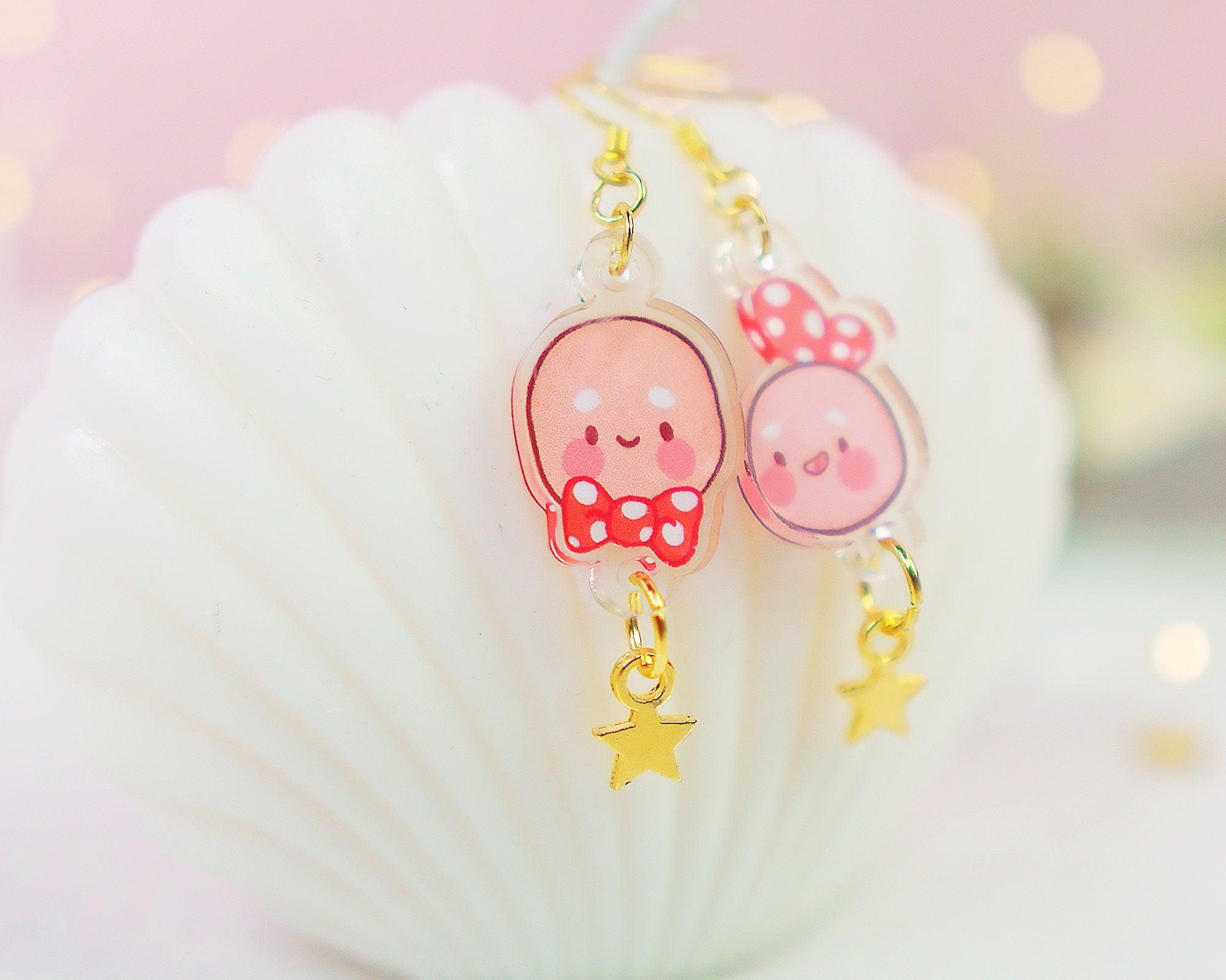 Gingie & Spice Gingerbread Christmas Gold Tone Drop Earrings - Katnipp Illustrations