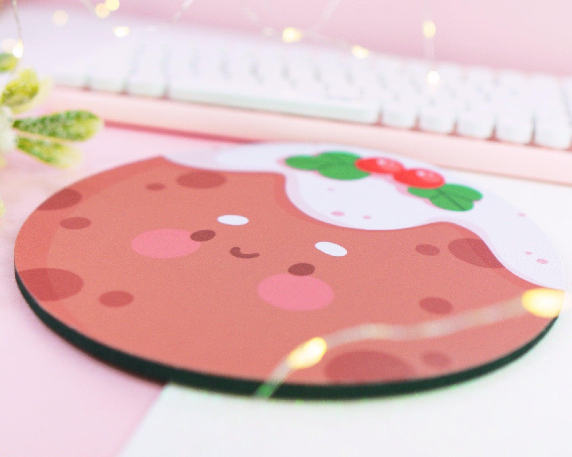 Kawaii Figgy Pudding Christmas Mouse Pad - Katnipp Illustrations