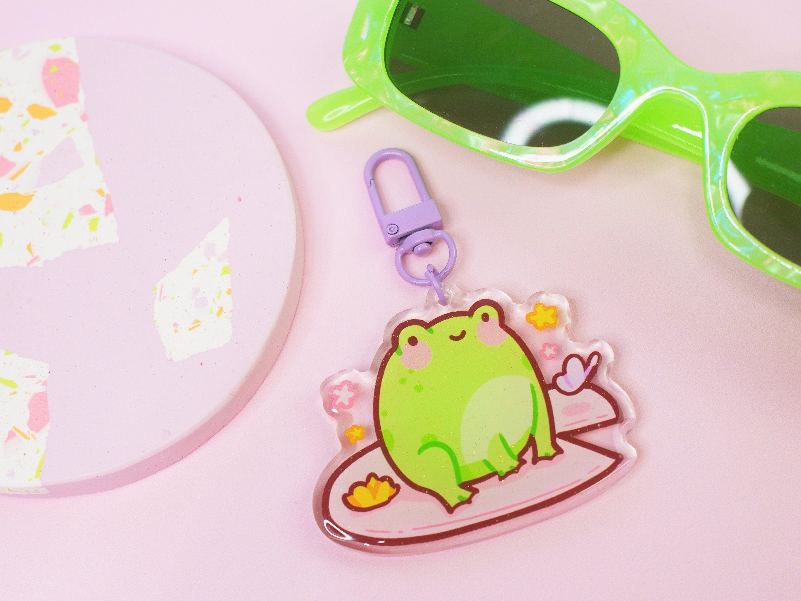 Kawaii Frog Glitter Keyring ~ Adorable Frog Glitter Keychain