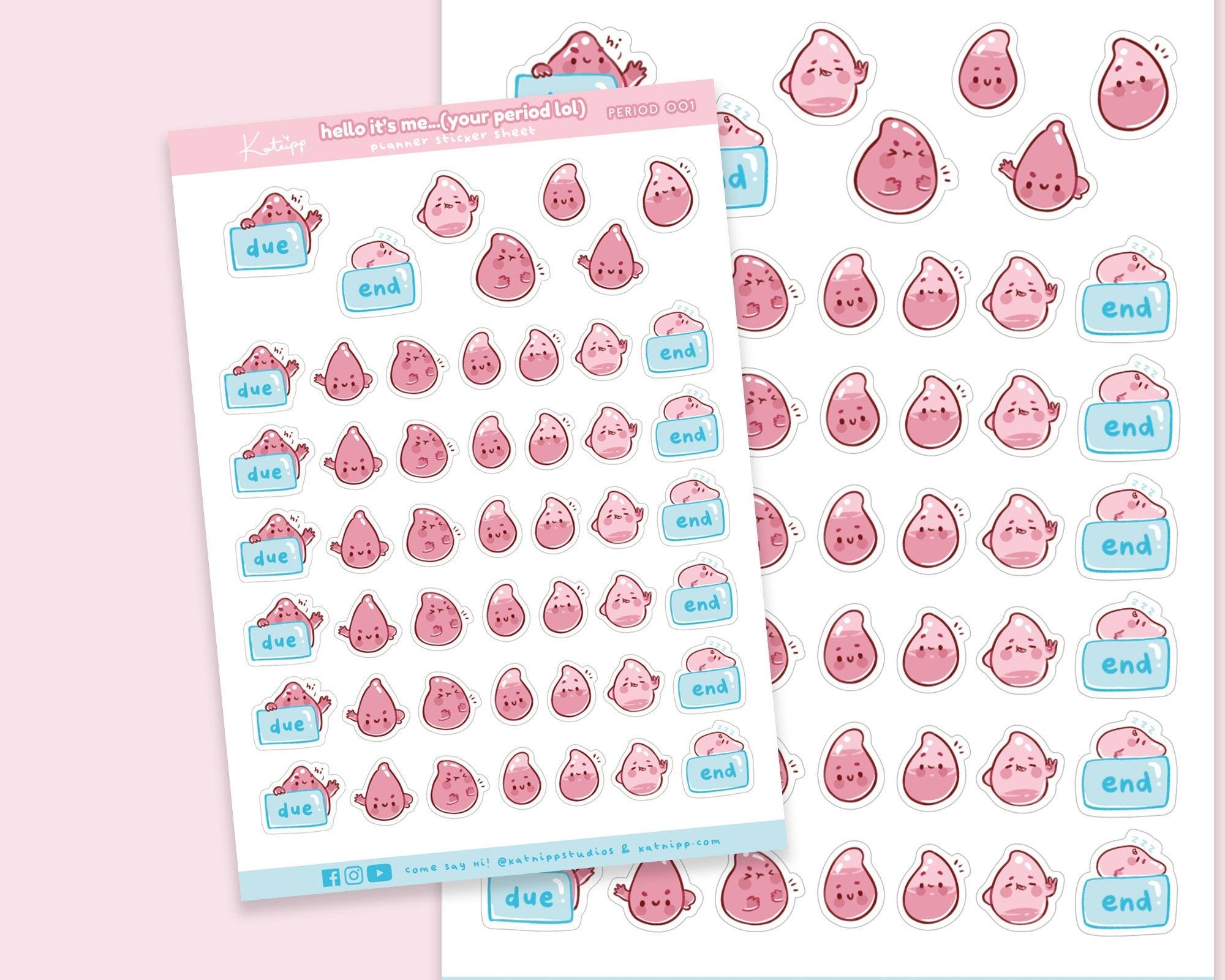 Monthly Period Cycle Planner Stickers ~ PERIOD001 - Katnipp Illustrations
