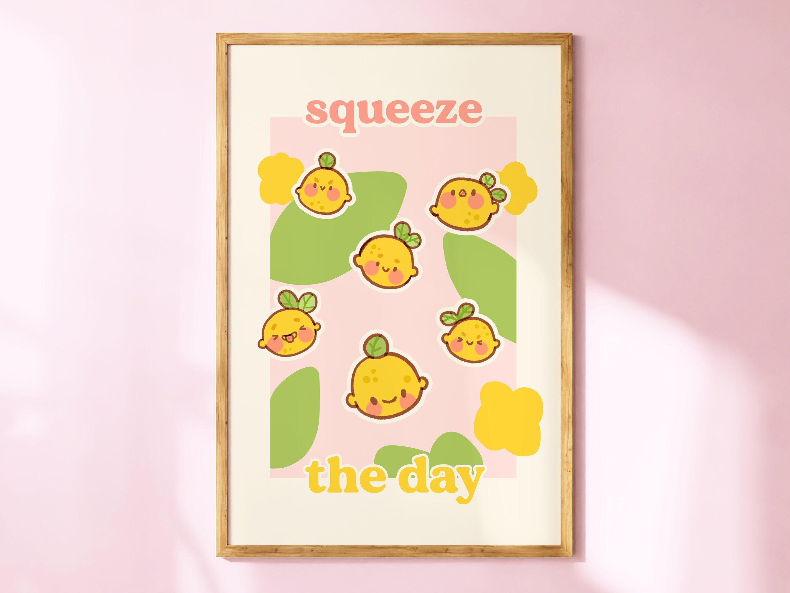 Squeeze the Day Lemon Print ~ Positive Quote Art Print - Katnipp Illustrations