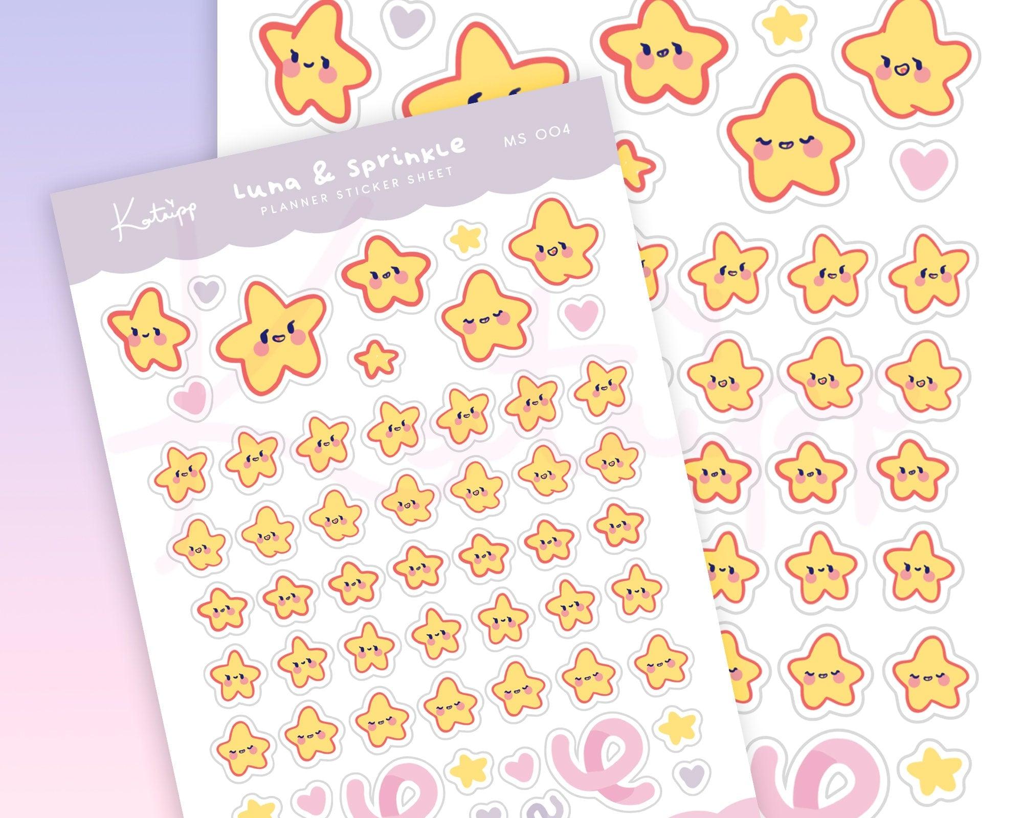Stars Emoji Teachers, Review, Bujo Pastel Planner Stickers - MS004