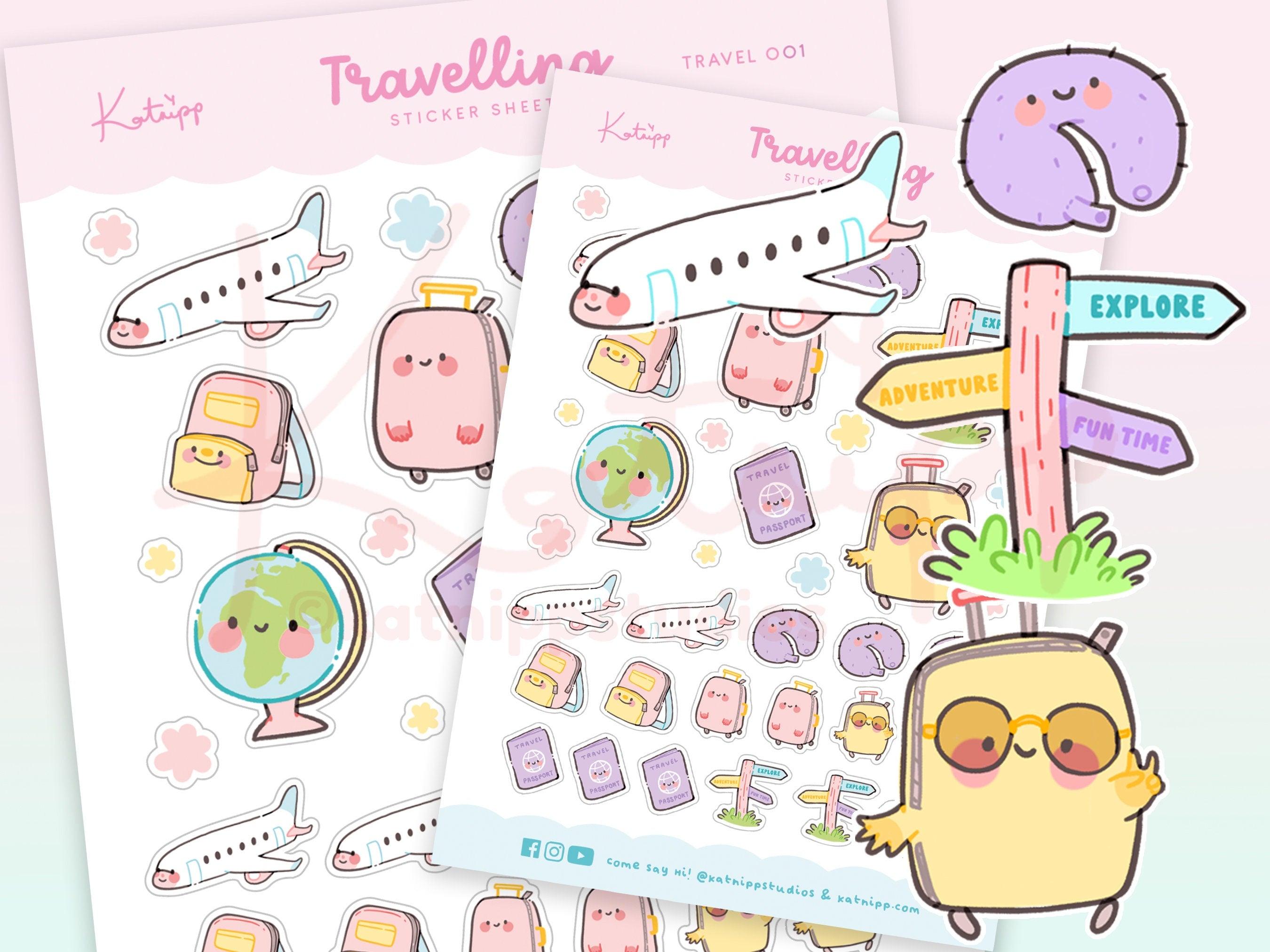 Travel Planner Stickers ~ Vacation Stickers ~ TRAVEL001 - Katnipp Illustrations