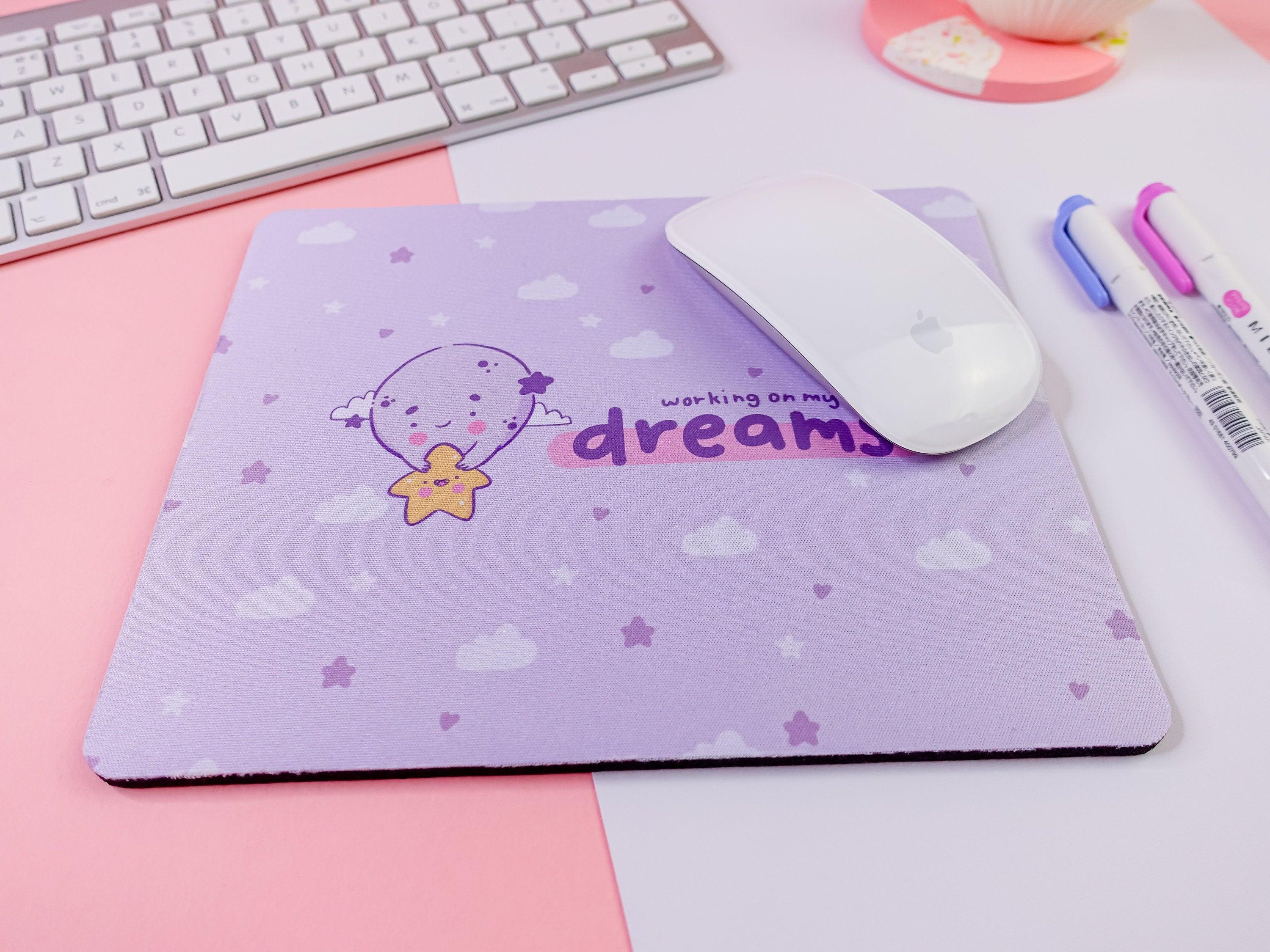 Kawaii Moon Mouse Mat ~ Positive Dreams Rectangle Mousepad - Katnipp Illustrations
