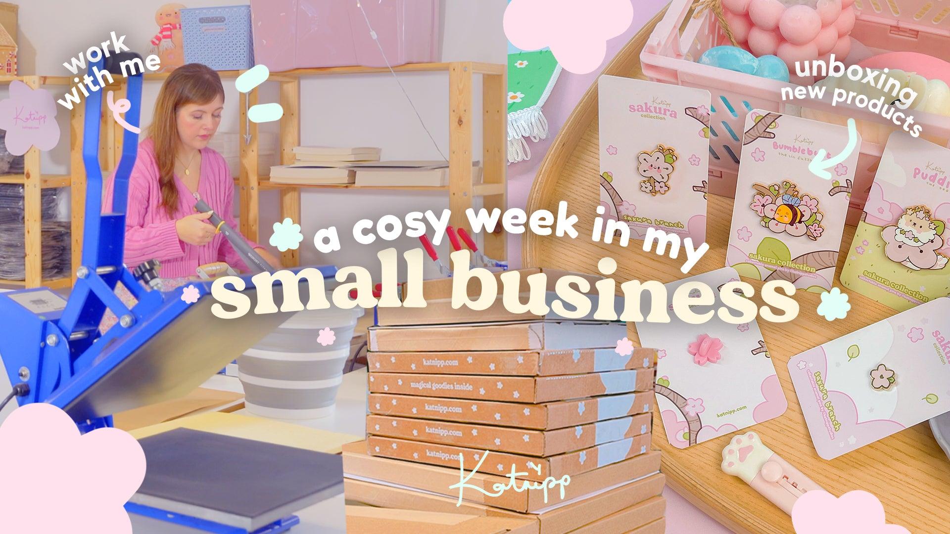 a productive week in my life running my small business 🌸 product packaging, pin unboxing - Katnipp Studios
