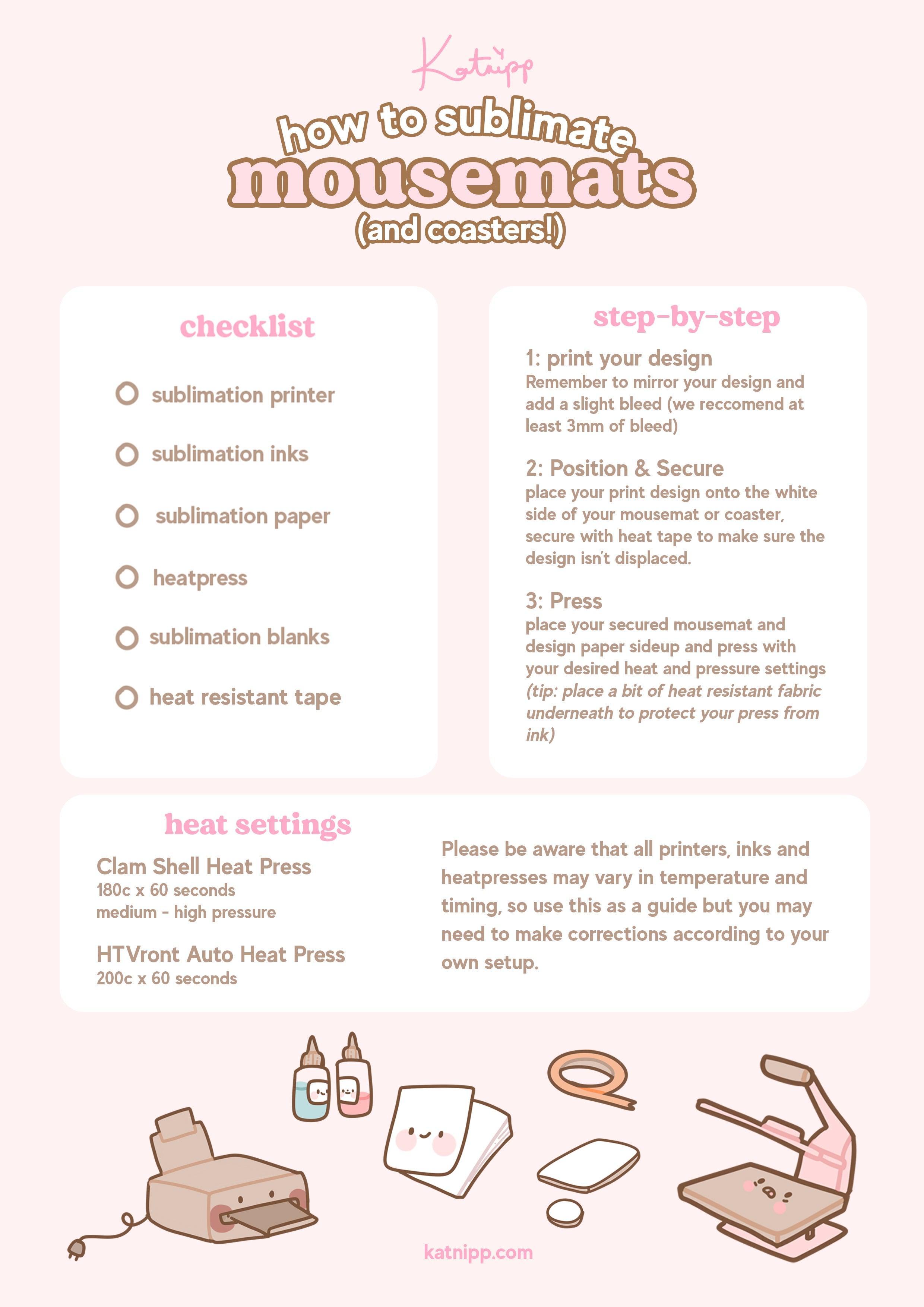 HOW TO SUBLIMATE A MOUSE PAD & COASTERS 🌸 (Quick and Easy step-by-step Beginner tutorial) - Katnipp Studios