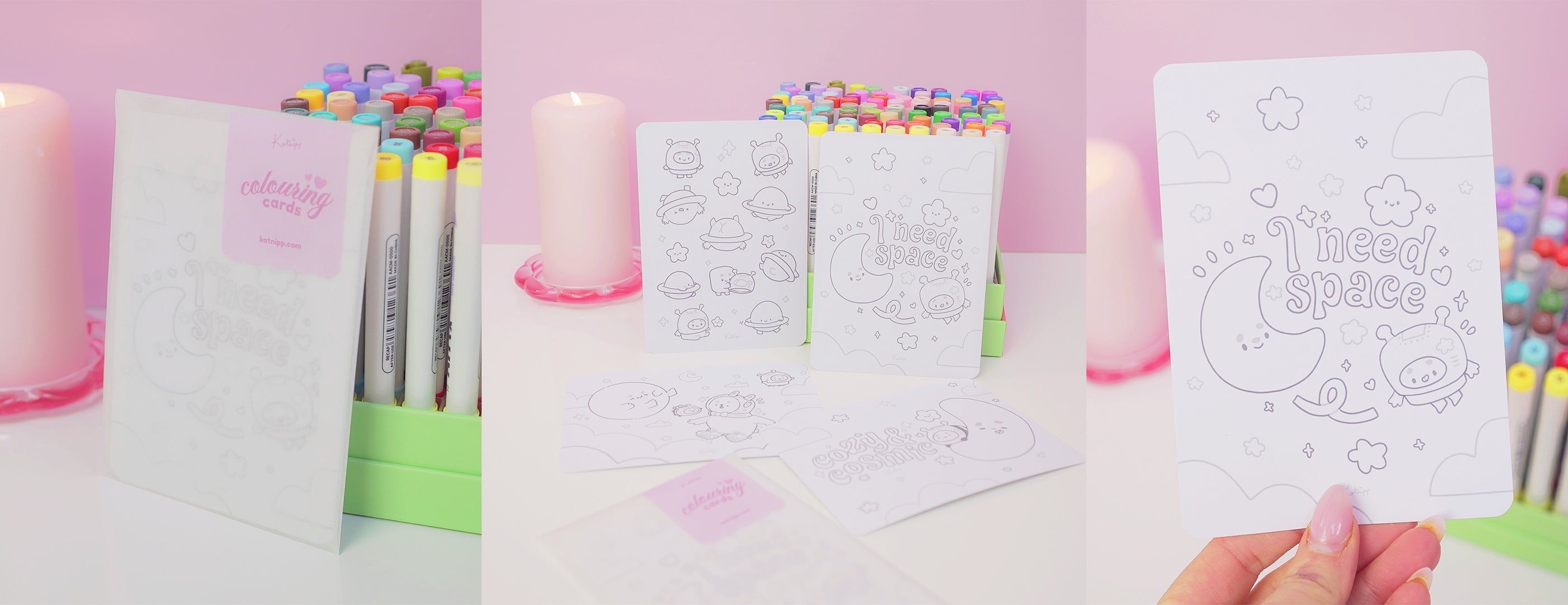 A6 Colouring Postcards | Cute Kawaii Colour In Cards - Katnipp Studios