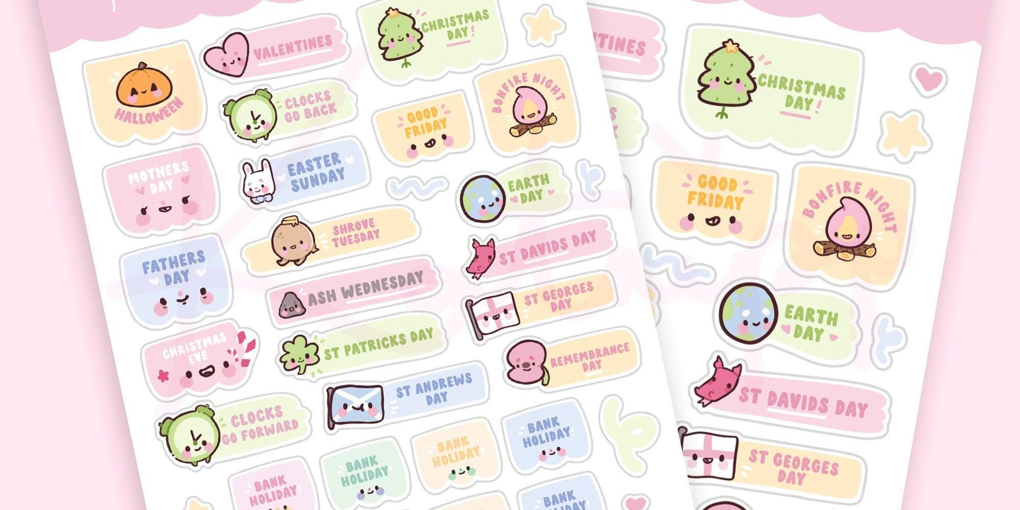 A6 Planner Sticker Sheets | Kawaii Stickers for Journals & Planners - Katnipp Studios