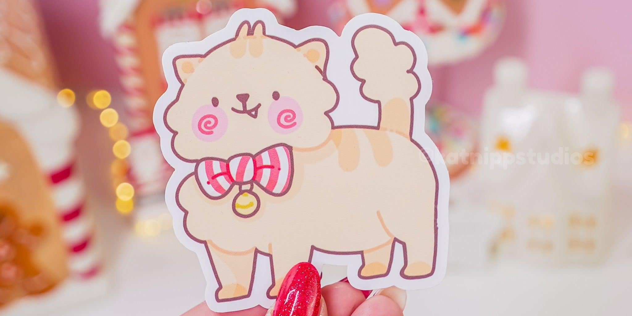 Peppamint The Cat Christmas Die-Cut Sticker - Festive Holiday Vinyl Decoration - Katnipp Studios