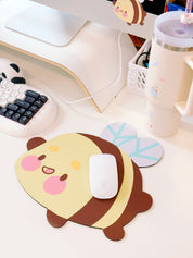 Bumblebutt Bee Mouse Pad | Kawaii Cottagecore Desk Mat | Cute Chubby Bee Mouse Pad | Pastel Spring Desk Decor