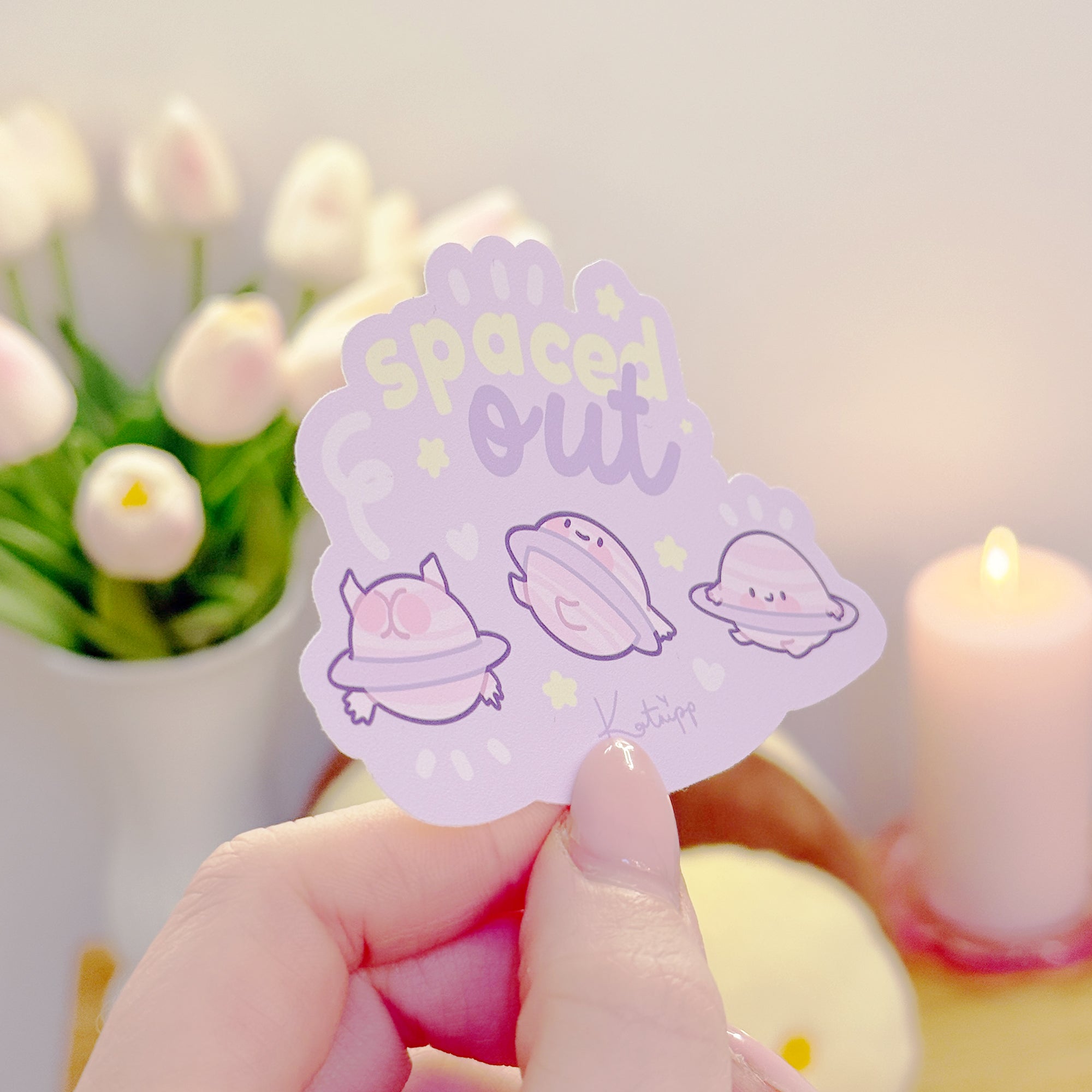 Saturn “Spaced Out” Die Cut Sticker | Cute Kawaii Space Character