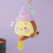 Bumblebutt & The Pastel Witch Keychain | Kawaii Bee Witch Plush on Broom | Cute Halloween Keyring