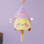 Bumblebutt & The Pastel Witch Keychain | Kawaii Bee Witch Plush on Broom | Cute Halloween Keyring