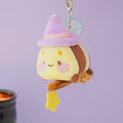 Bumblebutt & The Pastel Witch Keychain | Kawaii Bee Witch Plush on Broom | Cute Halloween Keyring