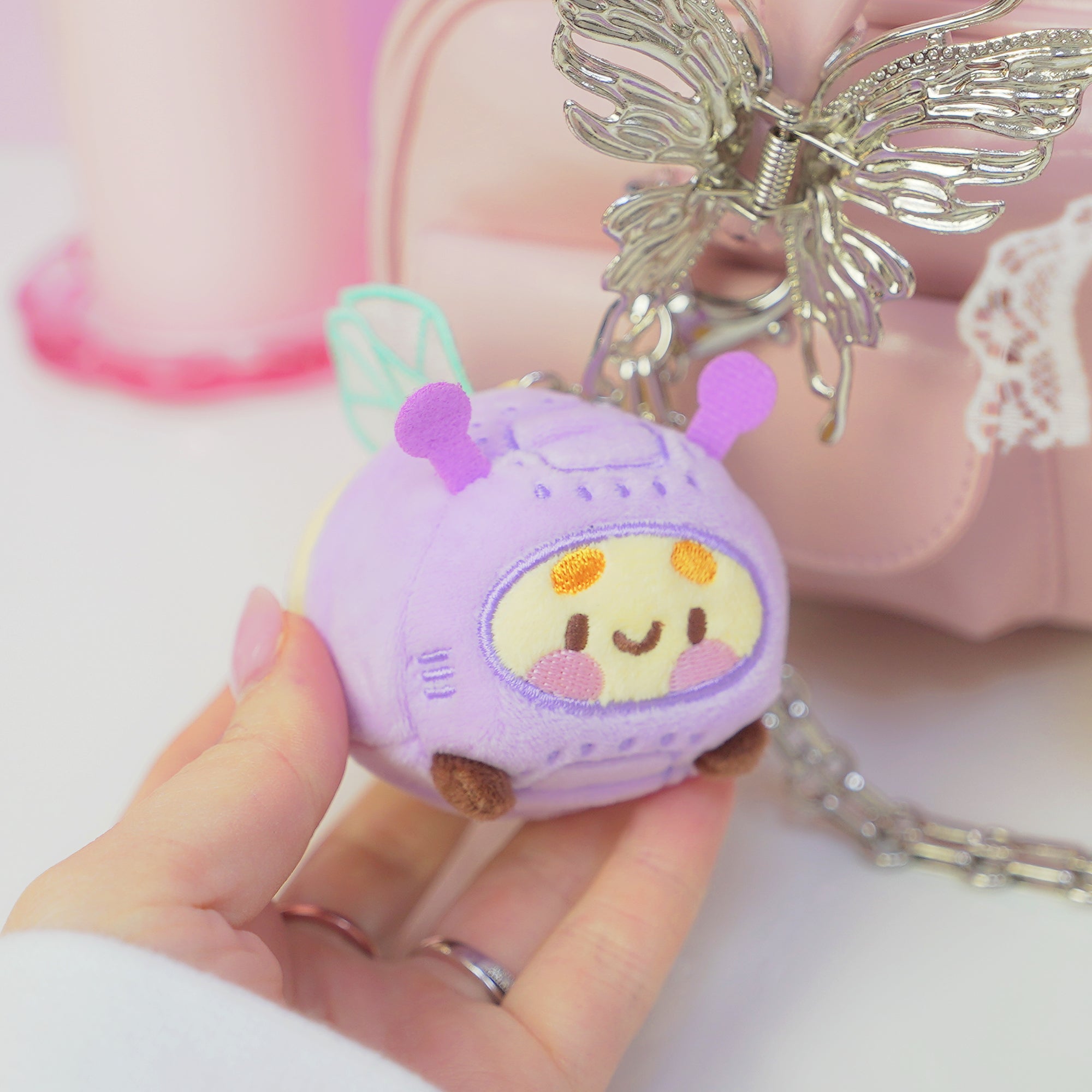 Bumblebutt & Marshie Space Plush Keychain Bundle | Kawaii Bee & Astronaut Bag Charm Set