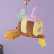 Bumblebutt & The Pastel Witch Keychain | Kawaii Bee Witch Plush on Broom | Cute Halloween Keyring