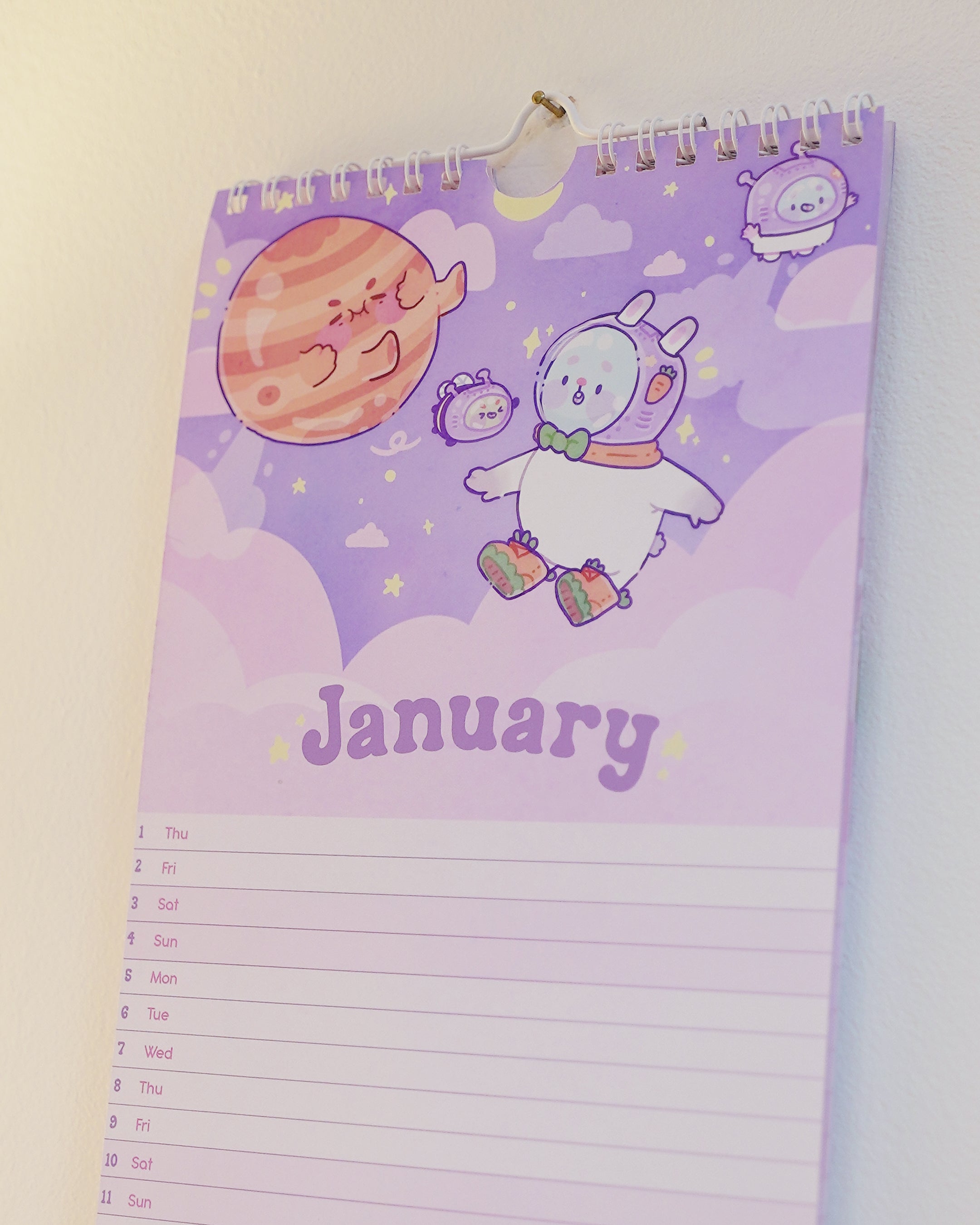 Katnipp 2026 Slim Wall Calendar | Pastel Kawaii Celestial Edition
