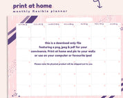 2026 Monthly Printable Wall Calendar & Planner | Flexible Pastel Pink & Navy Digital Download for Home or Office Organisation Katnipp character product