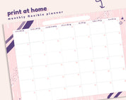2026 Monthly Printable Wall Calendar & Planner | Flexible Pastel Pink & Navy Digital Download for Home or Office Organisation Katnipp character product