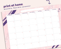 2026 Monthly Printable Wall Calendar &amp; Planner | Flexible Pastel Pink &amp; Navy Digital Download for Home or Office Organisation