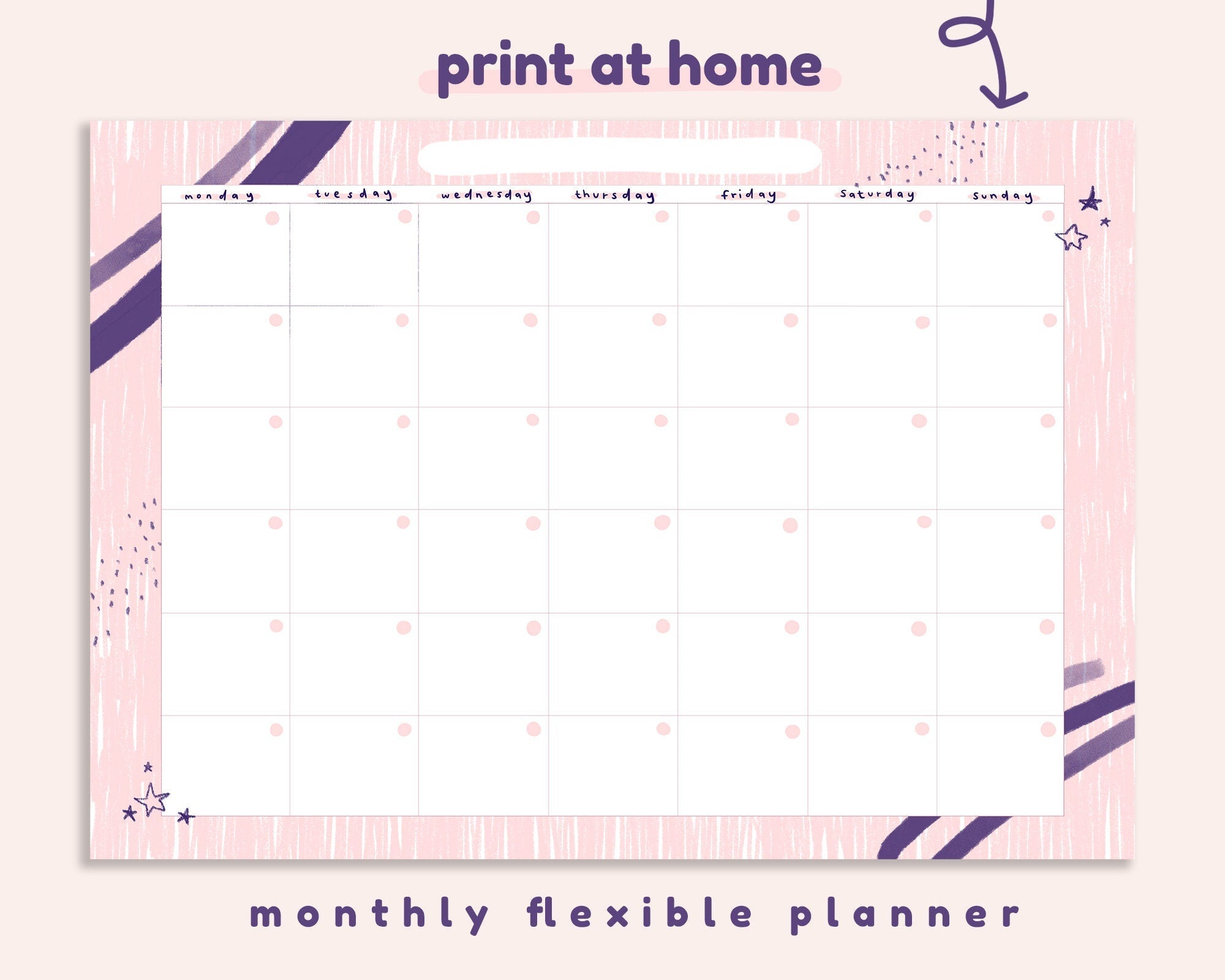 2026 Monthly Printable Wall Calendar & Planner | Flexible Pastel Pink & Navy Digital Download for Home or Office Organisation Katnipp character product