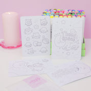 Pocket Planets A6 Colouring Postcard Bundle | Set of 4 Cute Kawaii Space Colour In Cards
