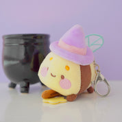 Bumblebutt & The Pastel Witch Keychain | Kawaii Bee Witch Plush on Broom | Cute Halloween Keyring