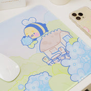 Blue Hydrangea XL Gaming Mouse Pad | Cottagecore Bumblebutt Desk Mat | Kawaii Floral Aesthetic Decor | Katnipp Studios