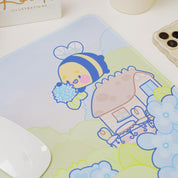 Blue Hydrangea XL Gaming Mouse Pad | Cottagecore Bumblebutt Desk Mat | Kawaii Floral Aesthetic Decor | Katnipp Studios