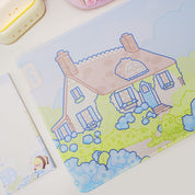 Blue Hydrangea XL Gaming Mouse Pad | Cottagecore Bumblebutt Desk Mat | Kawaii Floral Aesthetic Decor | Katnipp Studios