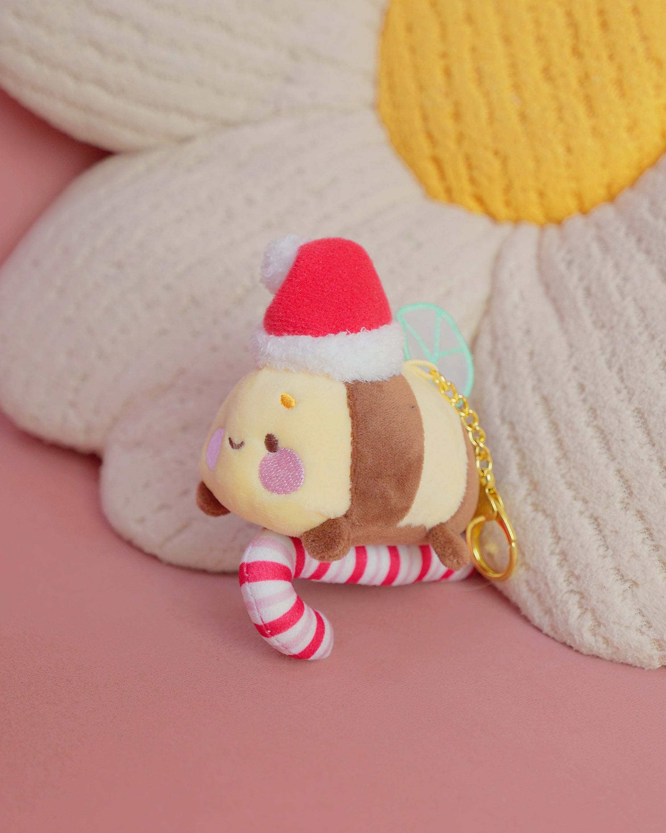 Candy Cane Academy Bumblebutt Keychain Plush | Whimsical Christmas Cottage Core Plush Keychain | Kawaii Collectable Plush | Katnipp Studios