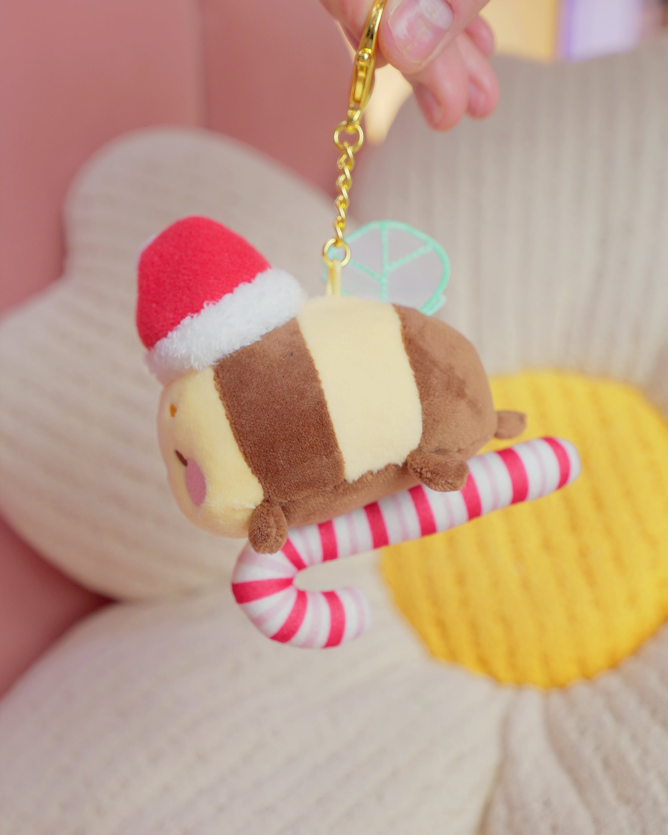 Candy Cane Academy Bumblebutt Keychain Plush | Whimsical Christmas Cottage Core Plush Keychain | Kawaii Collectable Plush | Katnipp Studios