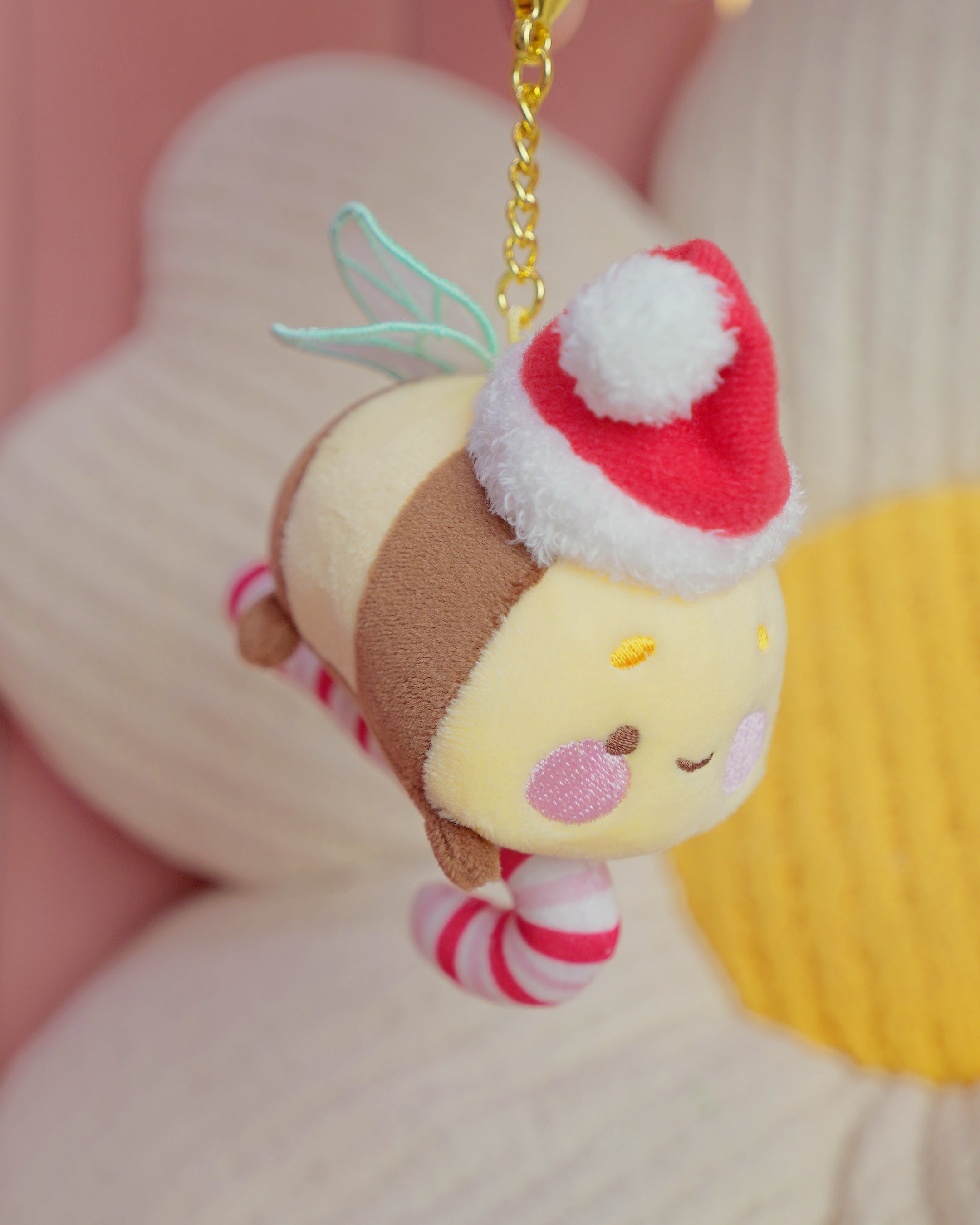 Candy Cane Academy Bumblebutt Keychain Plush | Whimsical Christmas Cottage Core Plush Keychain | Kawaii Collectable Plush | Katnipp Studios