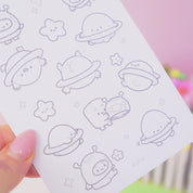 Pocket Planets A6 Colouring Postcard Bundle | Set of 4 Cute Kawaii Space Colour In Cards