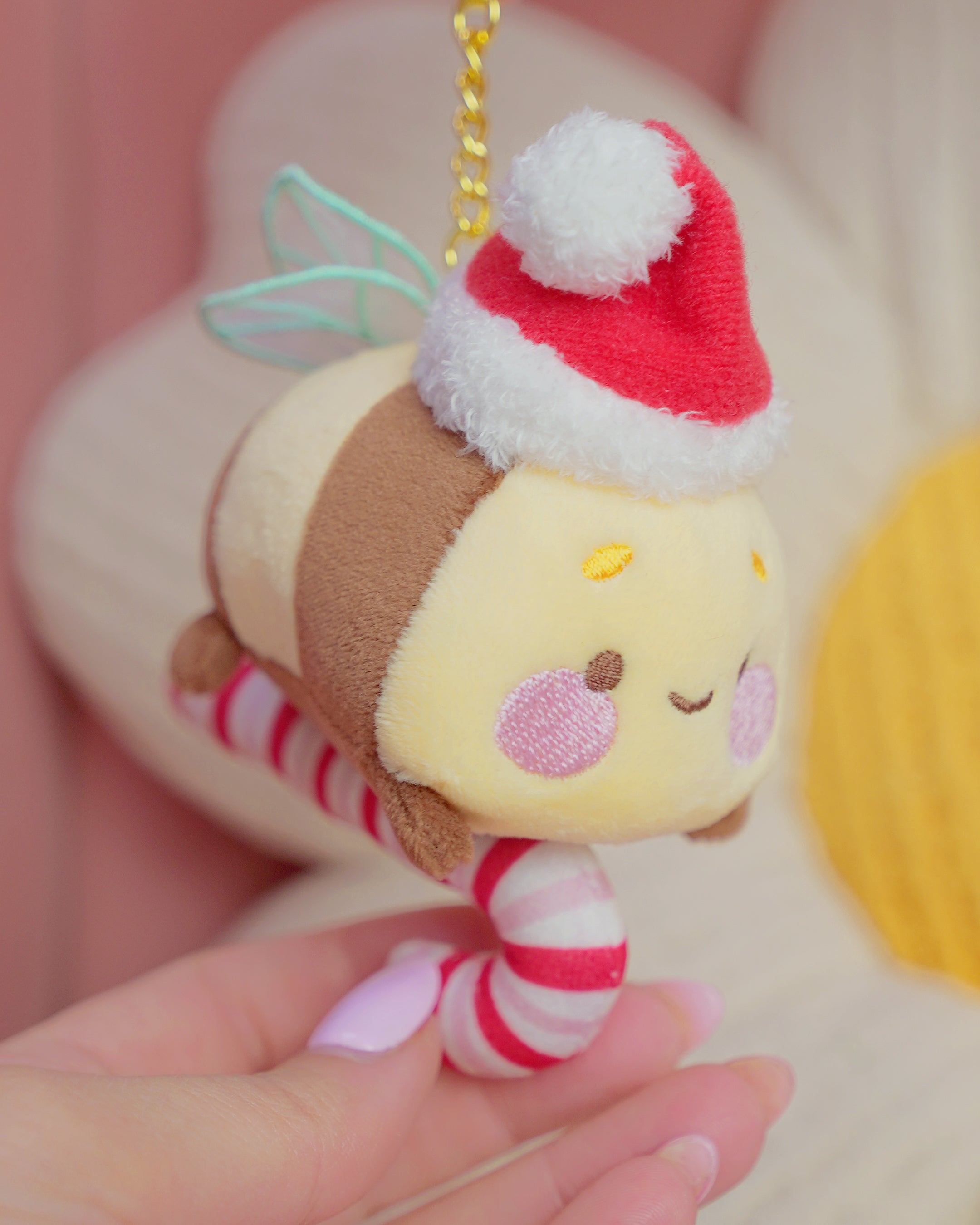 Candy Cane Academy Bumblebutt Keychain Plush | Whimsical Christmas Cottage Core Plush Keychain | Kawaii Collectable Plush | Katnipp Studios
