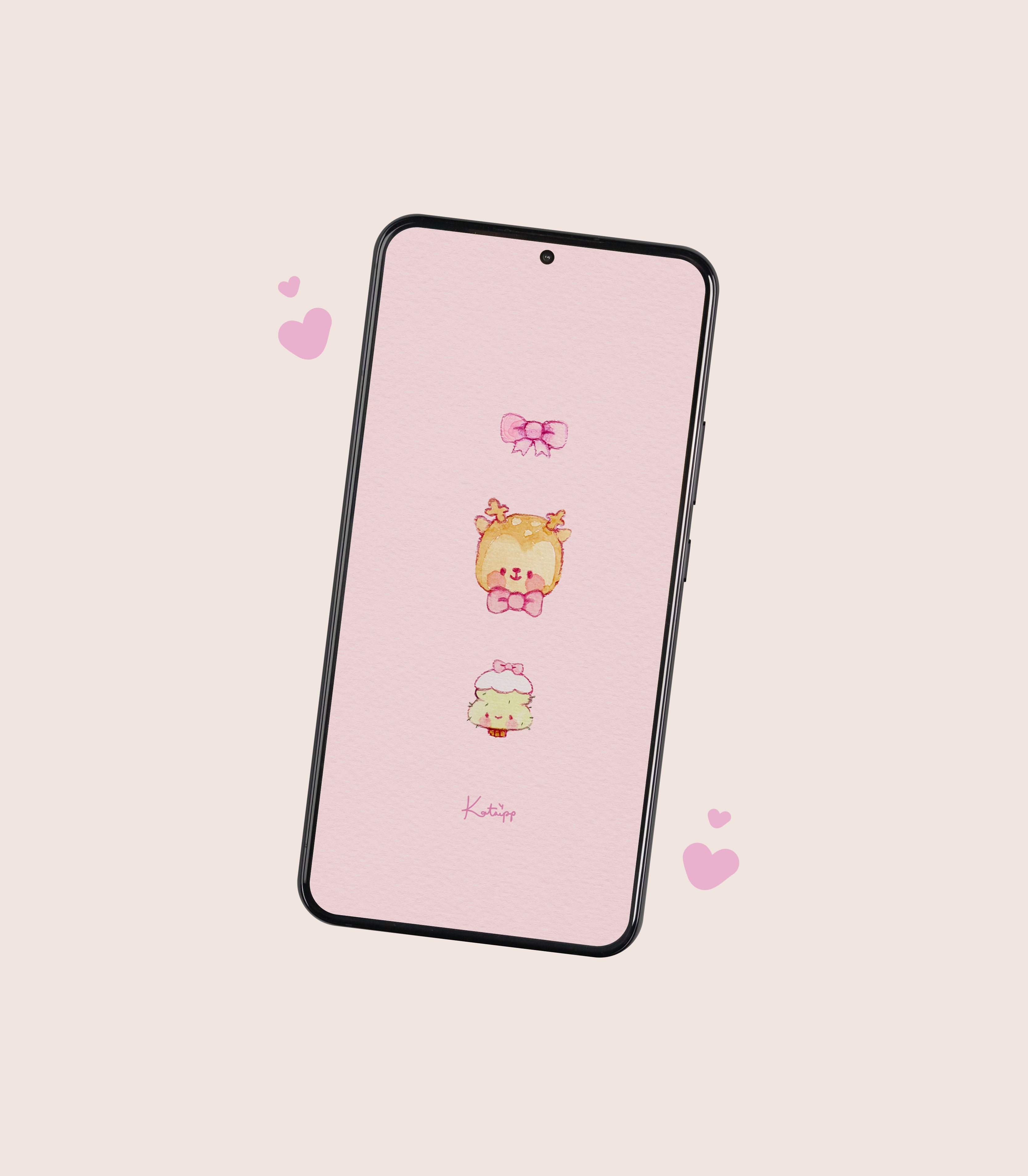 Pastel Pink Coquette Christmas Wallpaper Set | Cosy Cottage-Core Digital Download (Phone, iPad, Desktop + Icons)