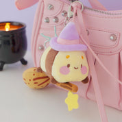 Bumblebutt & The Pastel Witch Keychain | Kawaii Bee Witch Plush on Broom | Cute Halloween Keyring