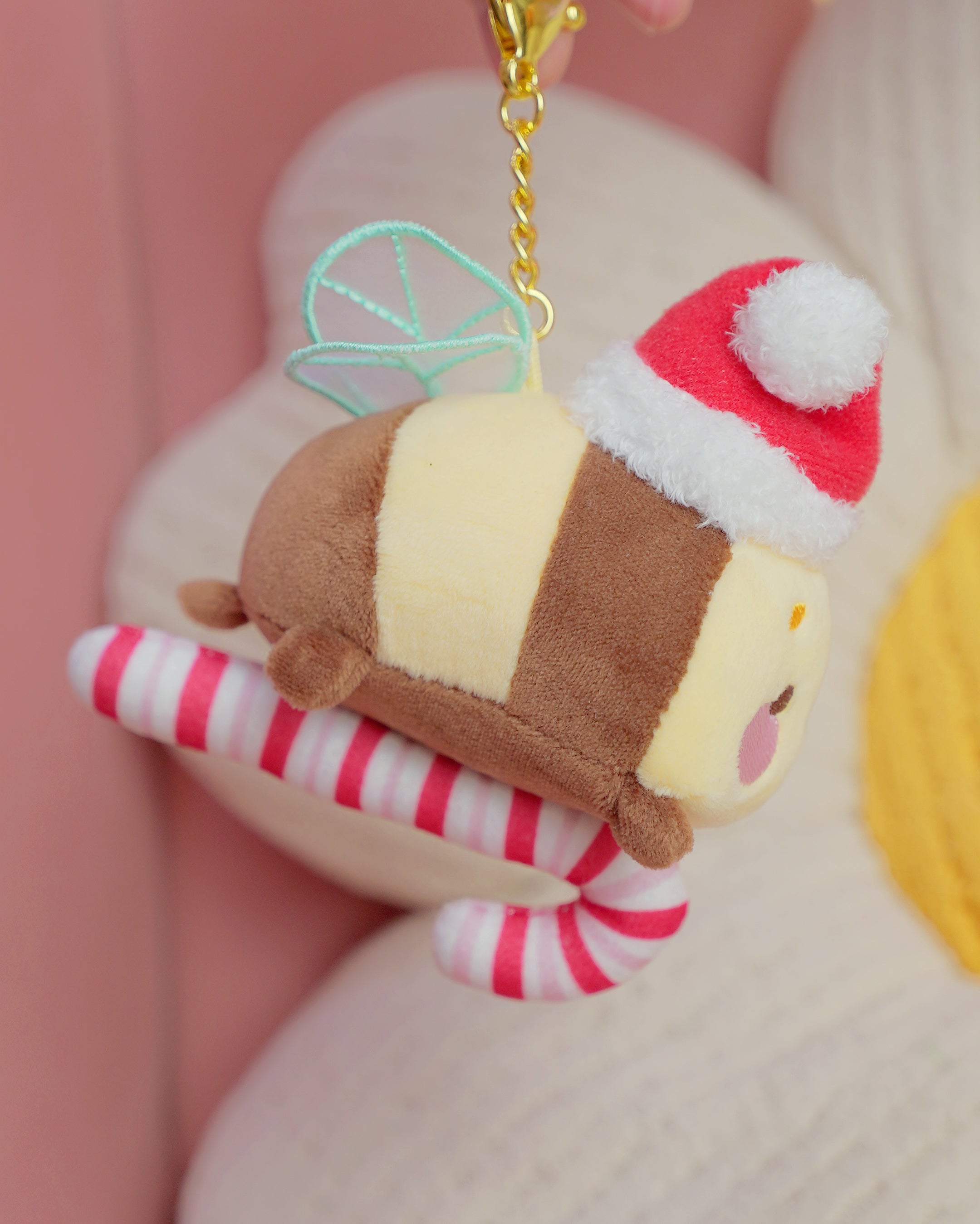 Candy Cane Academy Bumblebutt Keychain Plush | Whimsical Christmas Cottage Core Plush Keychain | Kawaii Collectable Plush | Katnipp Studios