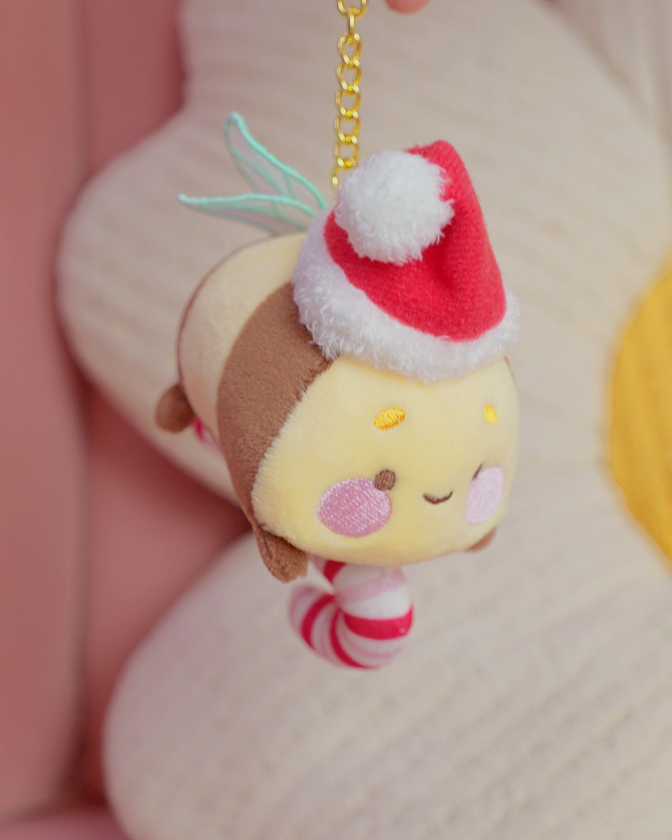 Candy Cane Academy Bumblebutt Keychain Plush | Whimsical Christmas Cottage Core Plush Keychain | Kawaii Collectable Plush | Katnipp Studios