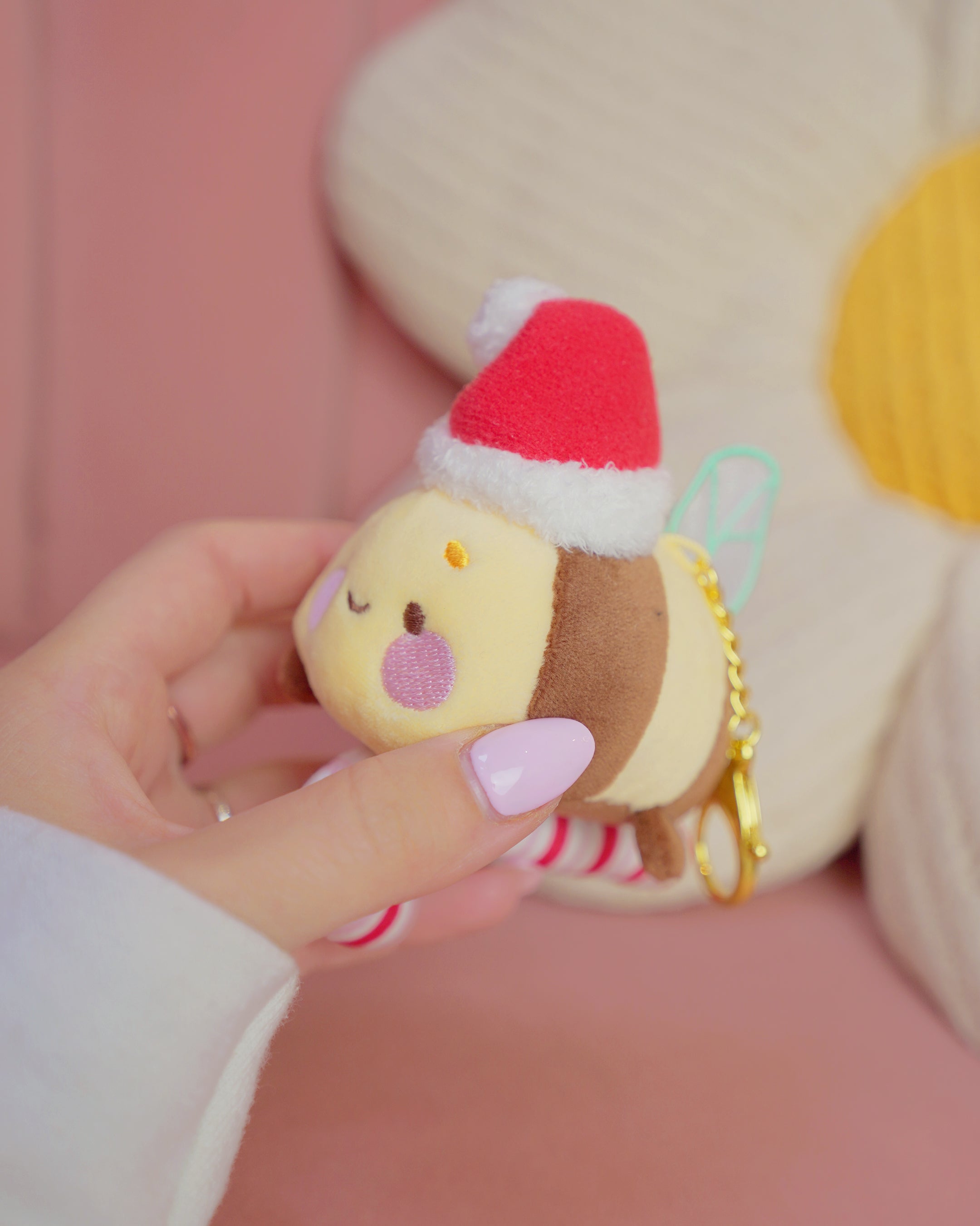 Candy Cane Academy Bumblebutt Keychain Plush | Whimsical Christmas Cottage Core Plush Keychain | Kawaii Collectable Plush | Katnipp Studios