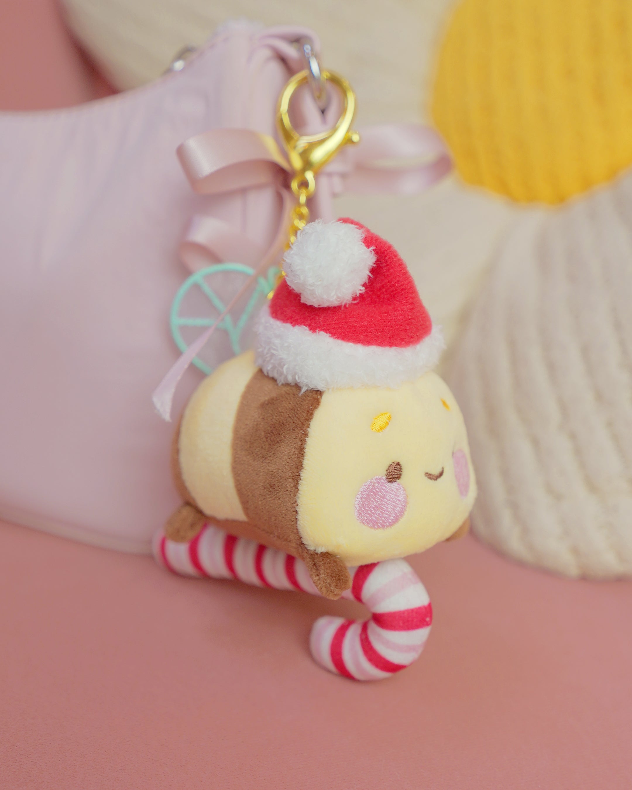 Candy Cane Academy Bumblebutt Keychain Plush | Whimsical Christmas Cottage Core Plush Keychain | Kawaii Collectable Plush | Katnipp Studios