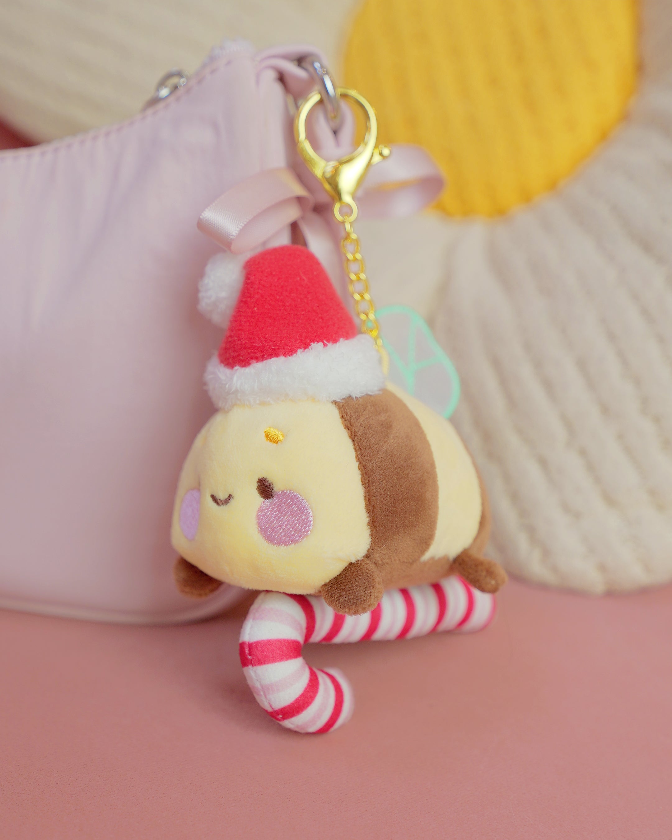 Candy Cane Academy Bumblebutt Keychain Plush | Whimsical Christmas Cottage Core Plush Keychain | Kawaii Collectable Plush | Katnipp Studios