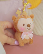 Cinnamon the Deer Keychain Plush | Kawaii Cottagecore Coquette Plush | Whimsical Pink Bow Deer Plushie